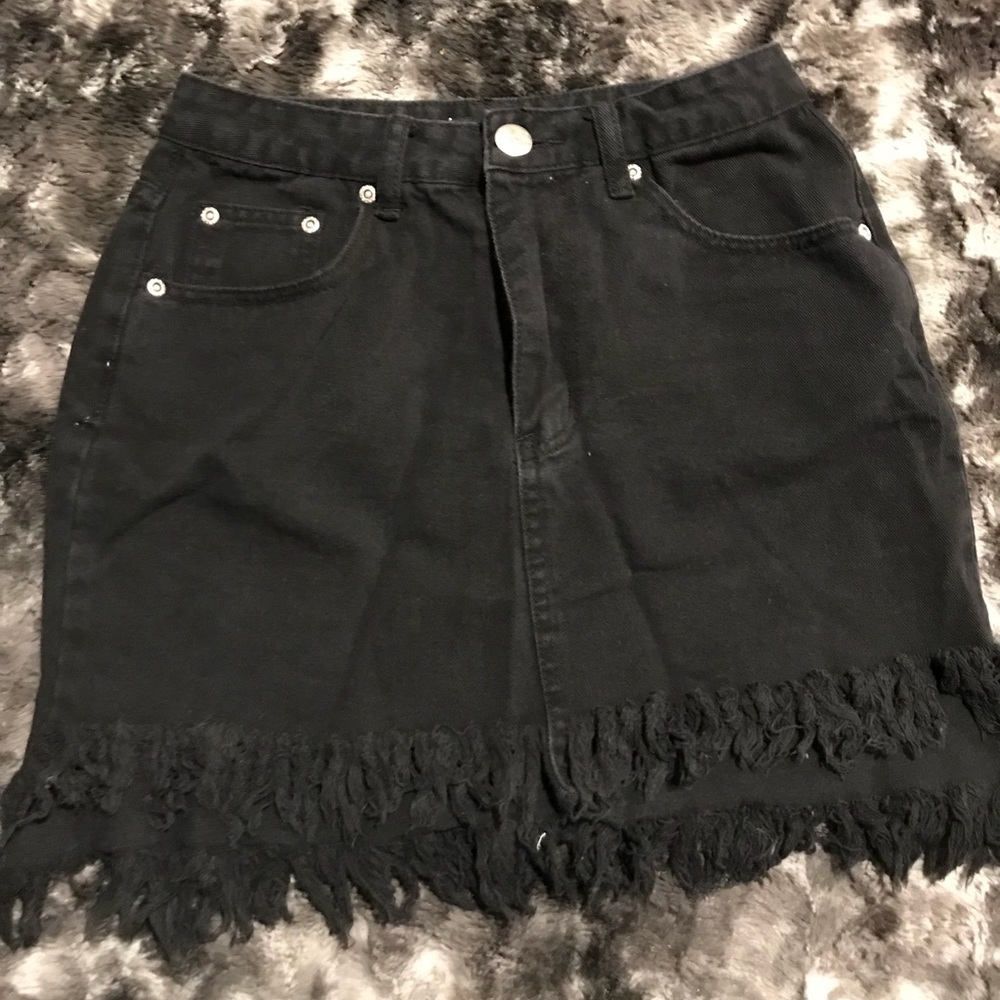 Black denim high waisted skirt